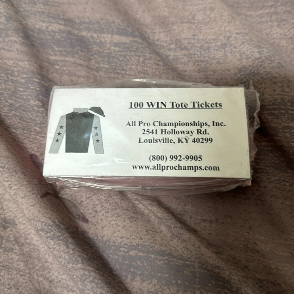 Blank “win tote” tickets. Super fun on Derby Day if you are hosting a party. New